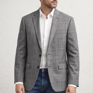 Banana Republic Gray Plaid Blazer | Tailored Fit | Size 40R